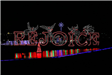 A Large Light Display Spelling out Rejoice