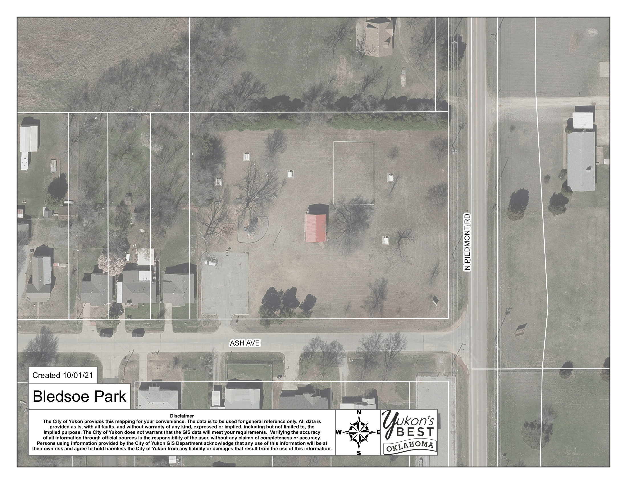 An aerial map of Bledsoe Park Map