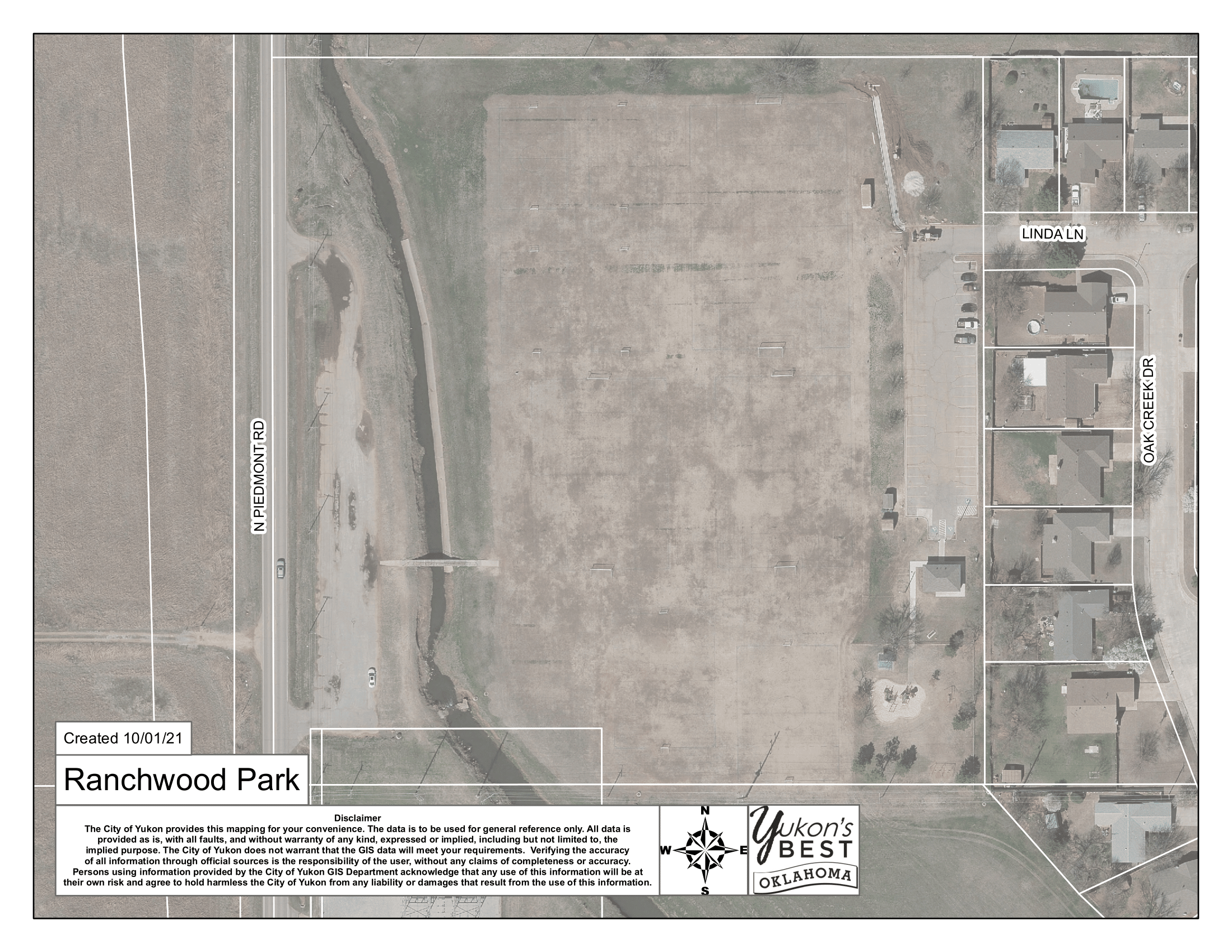 An aerial map of Ranchwood Park