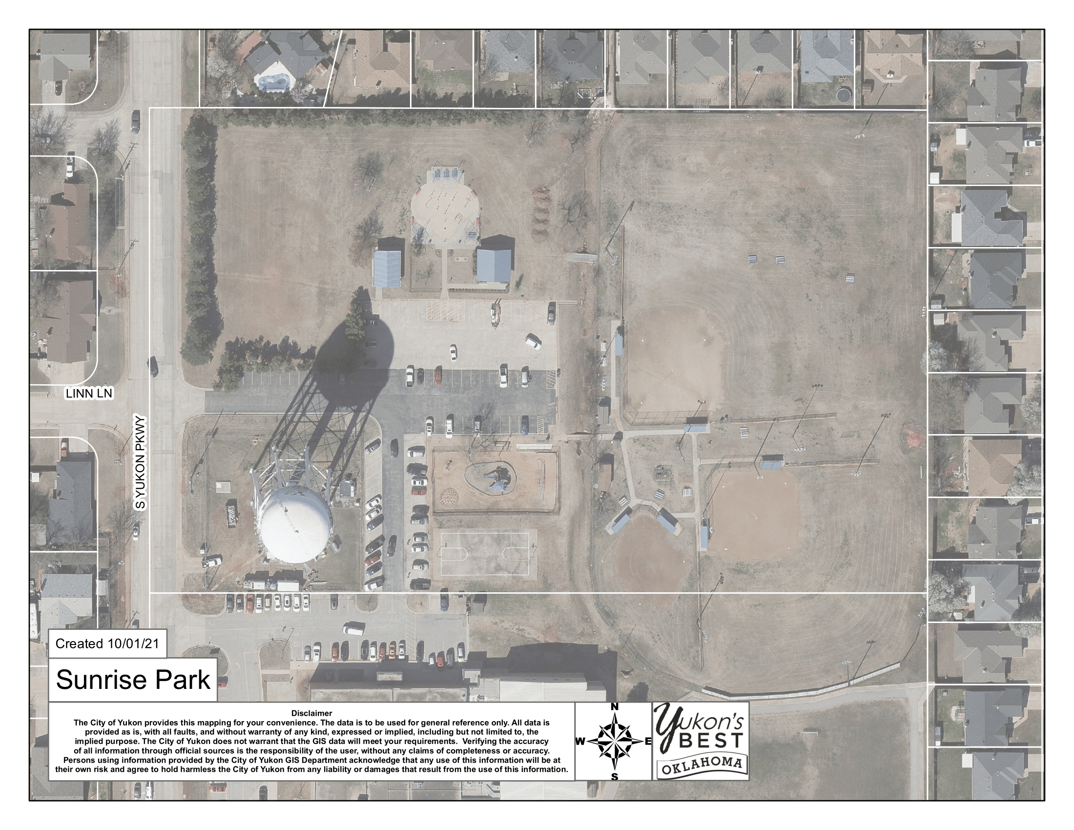 An aerial map of Sunrise Park